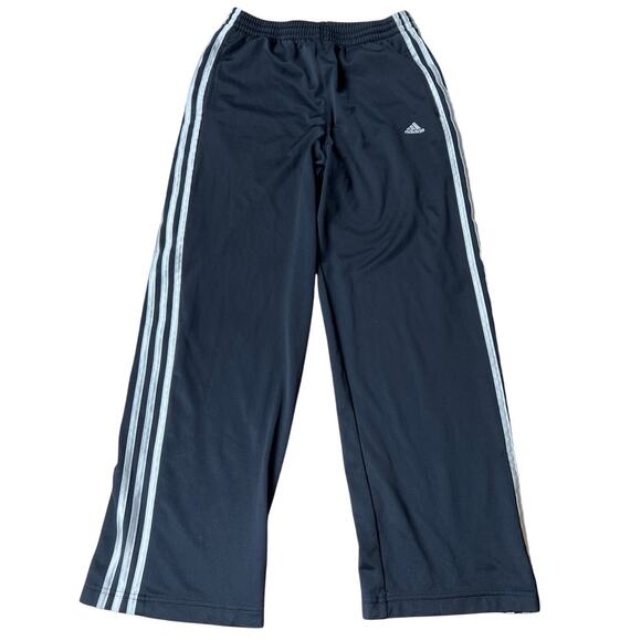 Adidas Black Track Sweatpants Wide Leg Bottoms Size XL Stripe - Picture 1 of 8